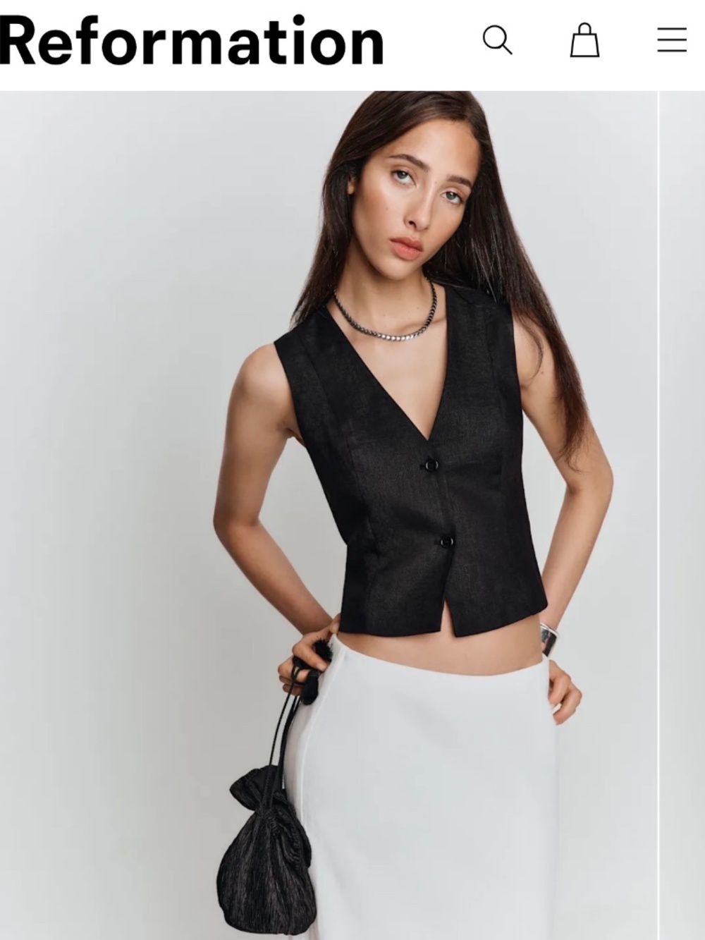 Reformation Anita Linen Vest Black Size 0